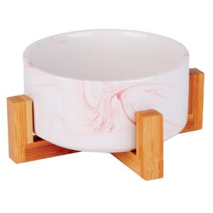 Bowls & Feeding | Ceramic Pet Bowl Marble w/ Bamboo Stand, 950ml, 2 Asstd Colours Bowls & Feeding Bowls & Feeding