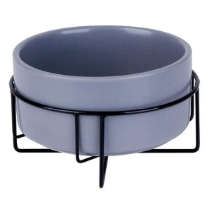 Bowls & Feeding | Ceramic Pet Bowl w/ Metal Stand, 950ml, 3 Asstd Colours Bowls & Feeding Bowls & Feeding