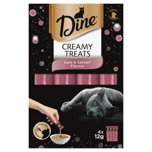 Cat Food | DINE Creamy Treats Tuna and Salmon Flavour, 4x12gm Cat Food Cat Food