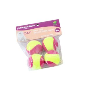 Cat Toys | Mini Felt Catnip Tennis Ball, 4pk, 2 Asstd Colours Cat Toys Cat Toys